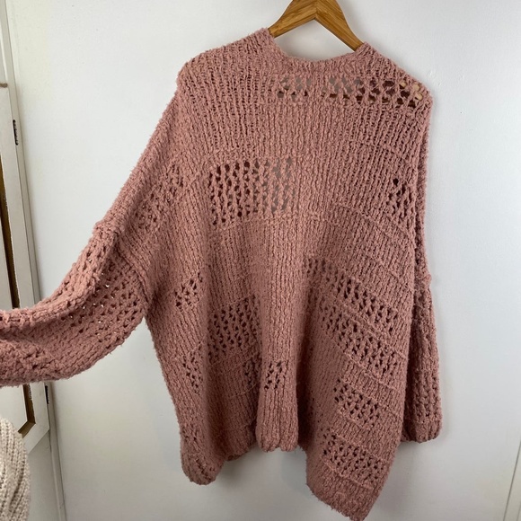 Free People Saturday Morning Cardigan Oversized Wool Blend Mauve Size XS/S - Picture 7 of 10